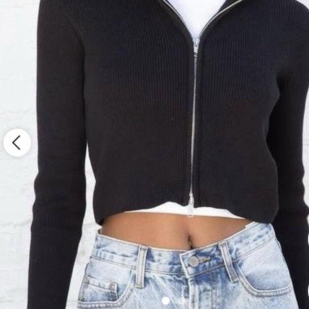 Brandy Melville Black Zip-Up Cardigan